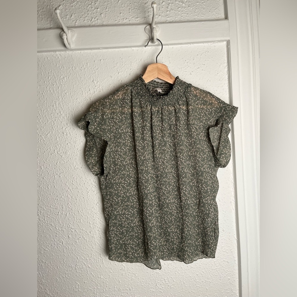Monteau Sage Floral Blouse Shirt